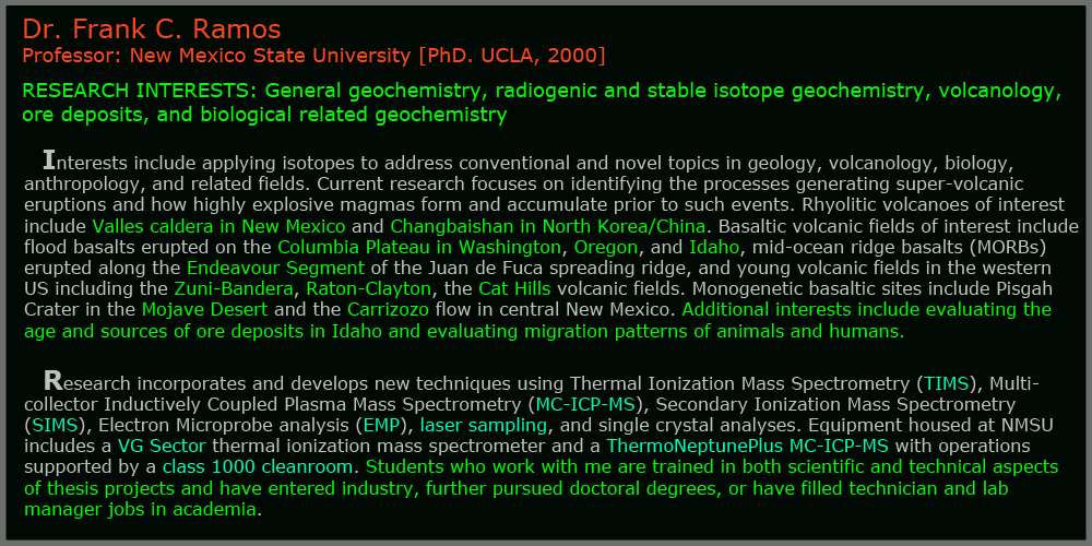 Dr. Frank Ramos research interests.